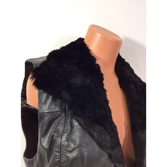 Leather Fur Trim Vest Womens Small - Picture 6 of 9